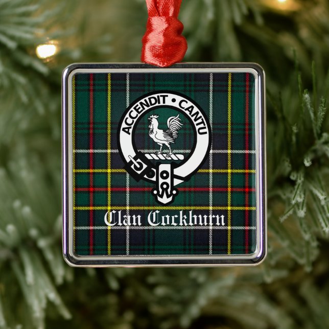 Klan Cockburn Vapensköld Badge och Tartan Julgransprydnad Metall (Träd)