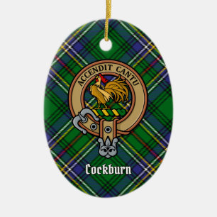 Klan Cockburn-Vapensköld över Tartan Julgransprydnad Keramik