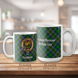 Klan Cockburn-Vapensköld över Tartan Kaffemugg