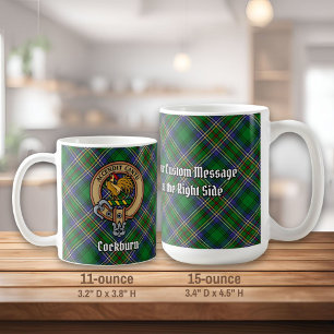 Klan Cockburn-Vapensköld över Tartan Kaffemugg