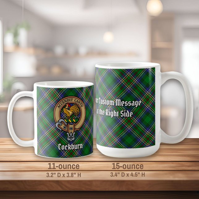 Klan Cockburn-Vapensköld över Tartan Kaffemugg (Skapare uppladdad)