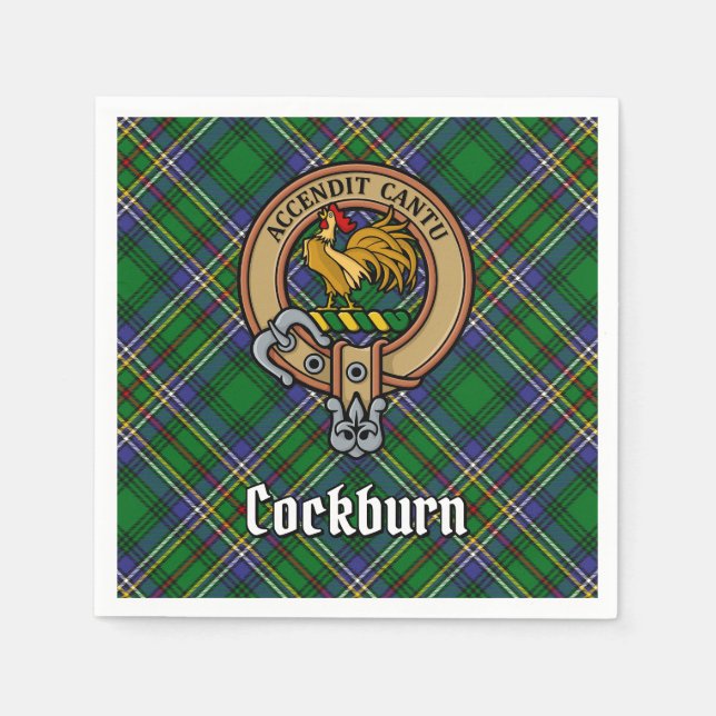 Klan Cockburn-Vapensköld över Tartan Pappersservett (Framsidan)