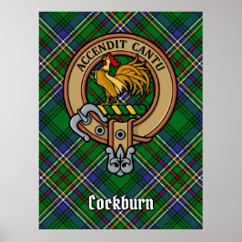 Klan Cockburn-Vapensköld över Tartan Poster