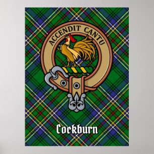 Klan Cockburn-Vapensköld över Tartan Poster