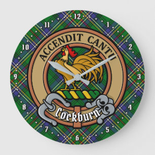 Klan Cockburn-Vapensköld över Tartan Stor Klocka