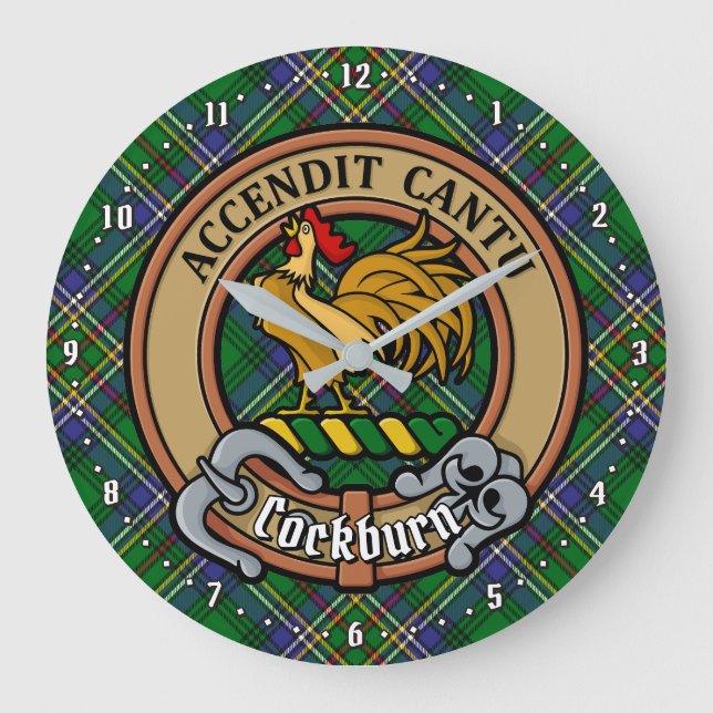Klan Cockburn-Vapensköld över Tartan Stor Klocka (Framsida)