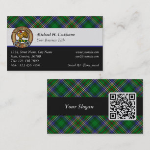 Klan Cockburn-Vapensköld över Tartan Visitkort