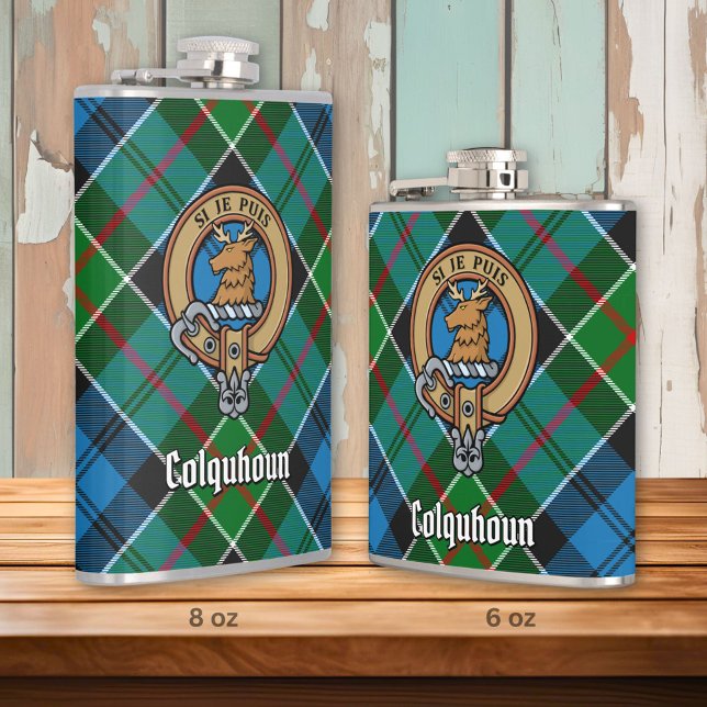 Klan Colquhoun-Vapensköld över Tartan Fickplunta (Skapare uppladdad)