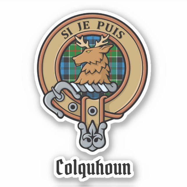 Klan Colquhoun-Vapensköld över Tartan Klistermärken (Framsida)