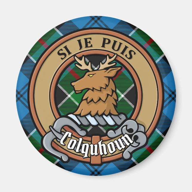 Klan Colquhoun-Vapensköld över Tartan Magnet (Framsidan)