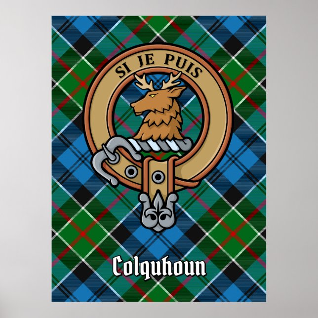 Klan Colquhoun-Vapensköld över Tartan Poster (Framsidan)