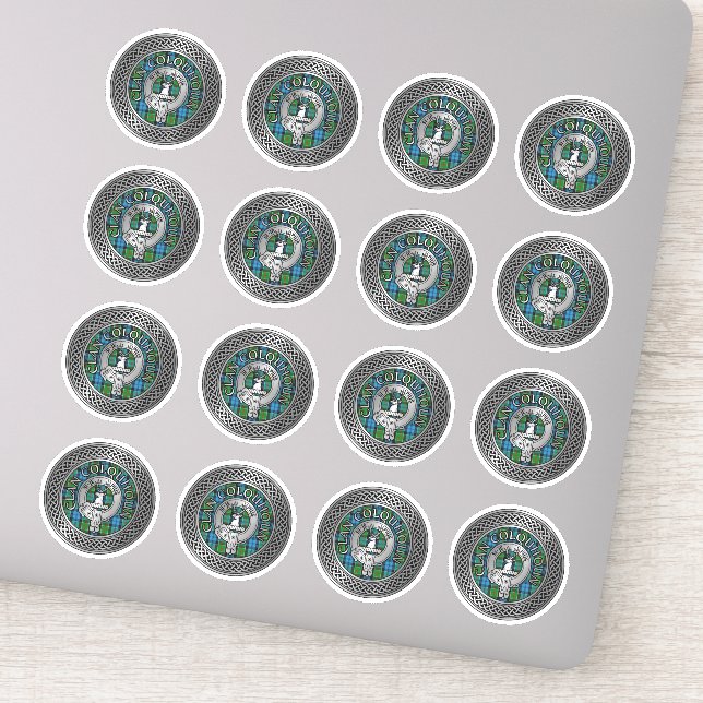 Klan Colquhoun Vapensköld & Tartan Knot Klistermärken (Detalj)