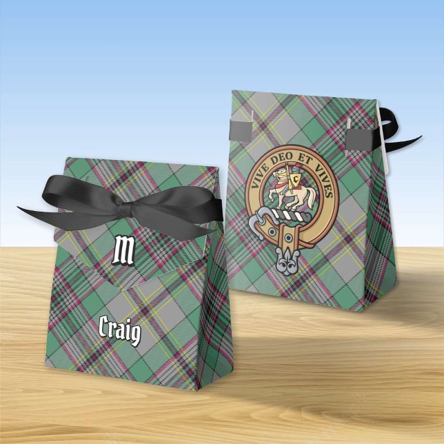 Klan Craig Vapensköld över Tartan Favor Box Presentaskar (Skapare uppladdad)