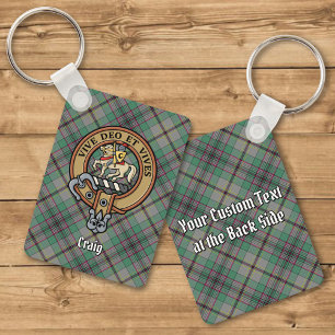 Klan Craig Vapensköld över Tartan Keychain Nyckelring