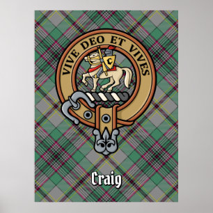 Klan Craig Vapensköld över Tartan Poster