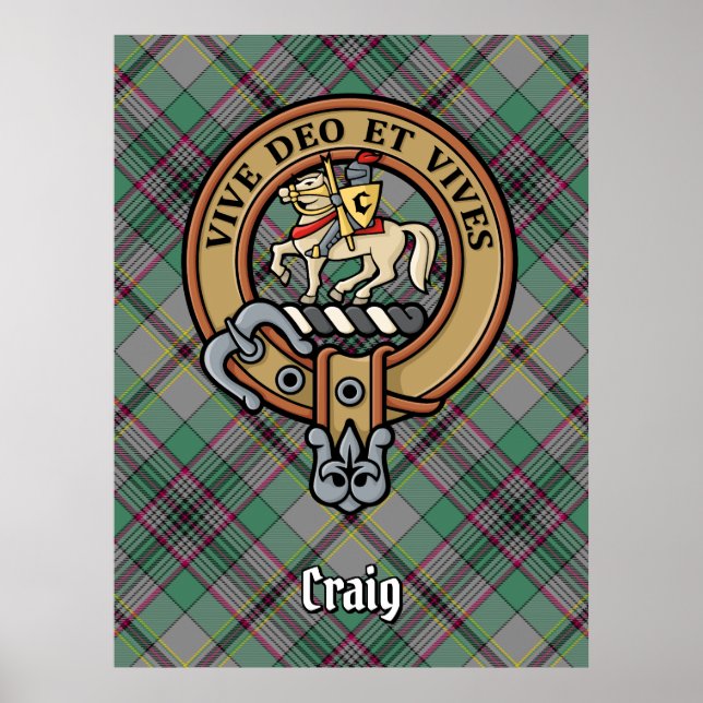 Klan Craig Vapensköld över Tartan Poster (Framsidan)