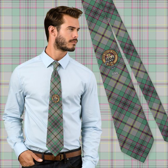 Klan Craig Vapensköld över Tartan Slips (Skapare uppladdad)