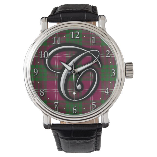Klan Crawford Brev C Monogram Tartan Armbandsur (Framsida)