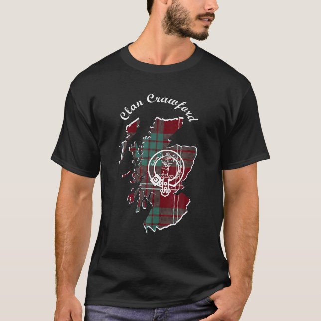 Klan Crawford Surname Efternamn Scottish Tartan Cr T Shirt (Framsida)