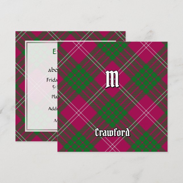Klan Crawford Tartan-inbjudan Inbjudningar (Fram/baksida)