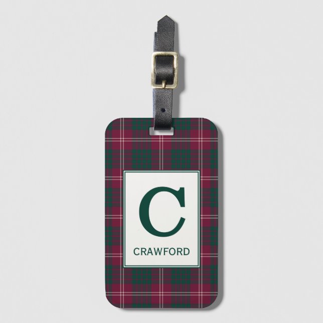 Klan Crawford Tartan Monogrammed Bagagebricka (Framsida vertikal)