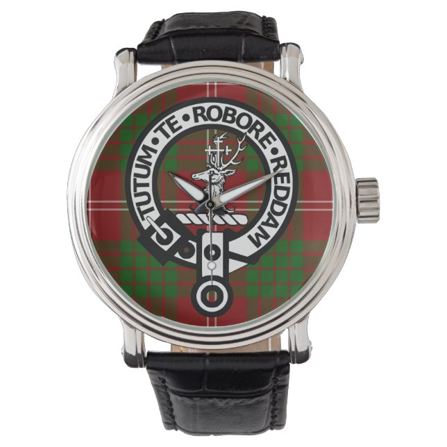 Klan Crawford Vapensköld Badge och Tartan Watch Armbandsur (Framsida)