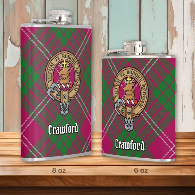 Klan Crawford Vapensköld över Tartan Fickplunta (Skapare uppladdad)