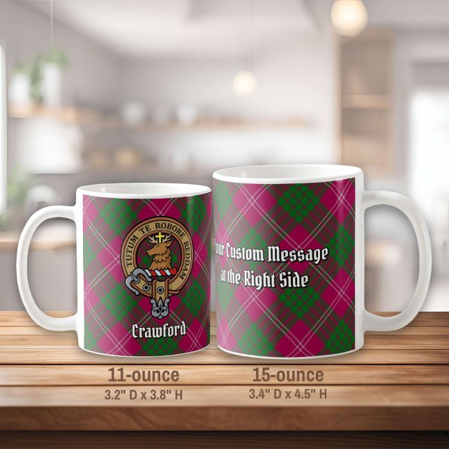 Klan Crawford Vapensköld över Tartan Kaffemugg (Skapare uppladdad)
