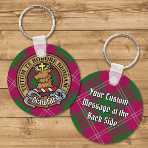 Klan Crawford Vapensköld över Tartan Nyckelring