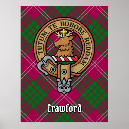 Klan Crawford Vapensköld över Tartan Poster