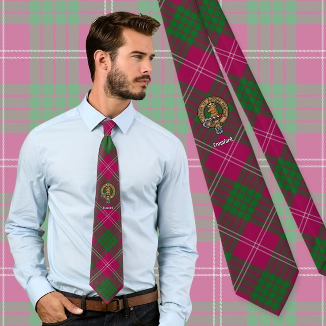 Klan Crawford Vapensköld över Tartan Slips (Skapare uppladdad)