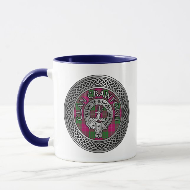 Klan Crawford Vapensköld & Tartan Knot Mugg (Vänster)