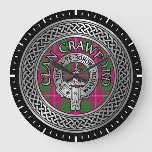 Klan Crawford Vapensköld & Tartan Knot Stor Klocka