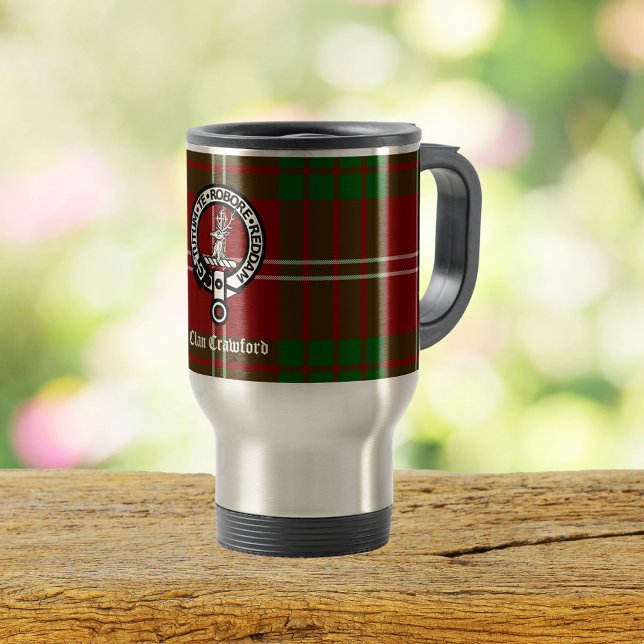 Klan Crawford Vapensköld Tartan Resemugg (Check out the entire collection of Clan Crawford clothing, home decor and accessories)
