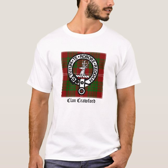 Klan Crawford Vapensköld Tartan T-shirt (Framsida)