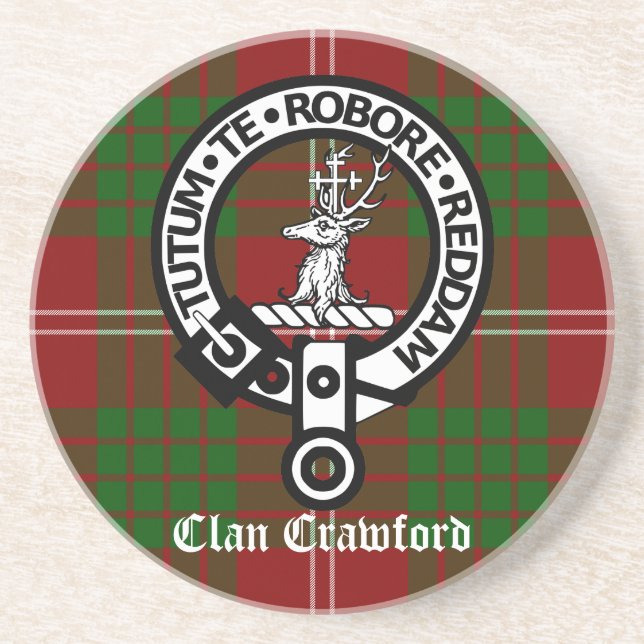Klan Crawford Vapensköld Tartan Underlägg (Framsidan)