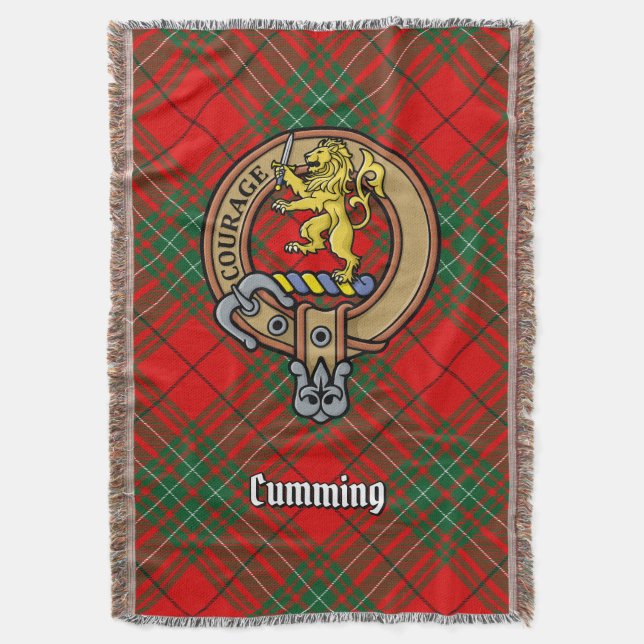 Klan Cumming-vapen över tartan Filt (Framsidan Vertikal)
