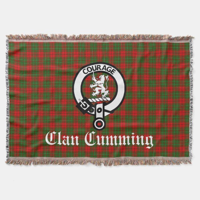 Klan Cumming Vapensköld Badge och Tartan Filt (Framsidan)