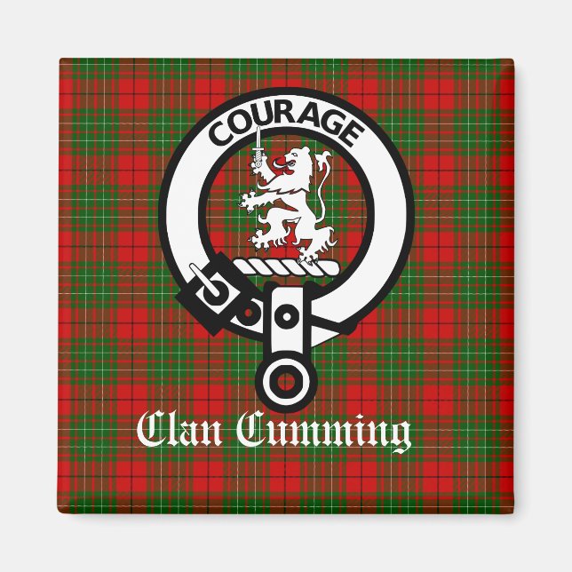 Klan Cumming Vapensköld Badge och Tartan Magnet (Framsidan)