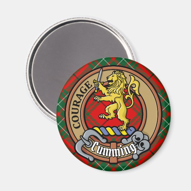 Klan Cumming Vapensköld över Tartan Magnet (Front/Back)
