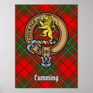 Klan Cumming Vapensköld över Tartan Poster