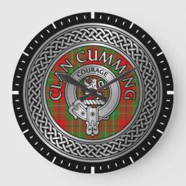 Klan Cumming Vapensköld & Tartan Knot Large Clock Stor Klocka