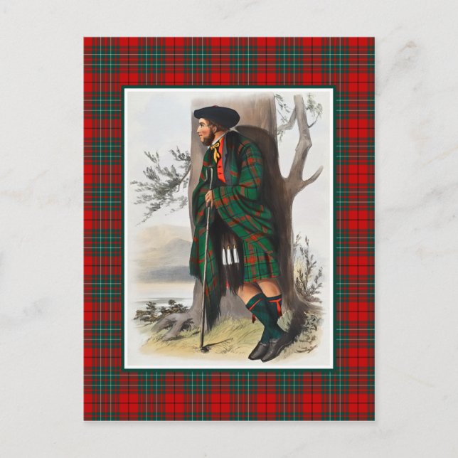 Klan Cummings Vintage Illustration Tartan Ram Vykort (Framsida)
