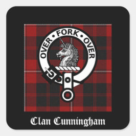Klan Cunningham Badge & Tartan Fyrkantigt Klistermärke