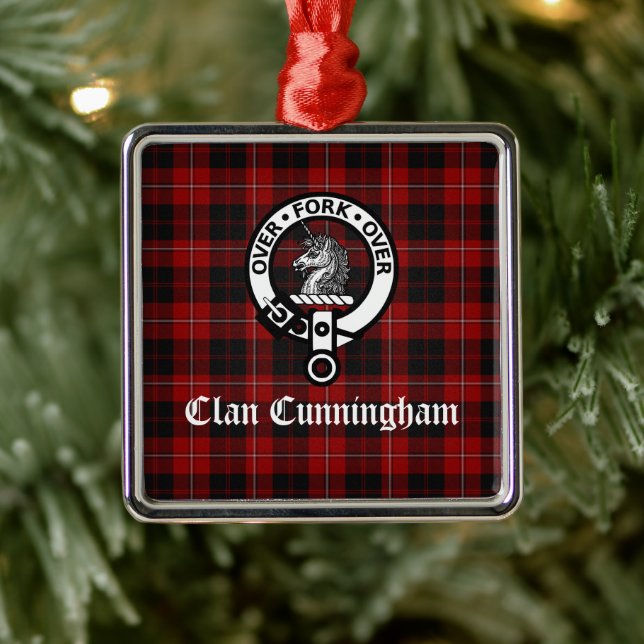 Klan Cunningham Badge & Tartan Julgransprydnad Metall (Träd)