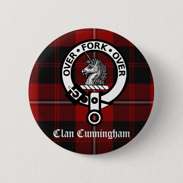 Klan Cunningham Badge & Tartan Knapp (Framsida)
