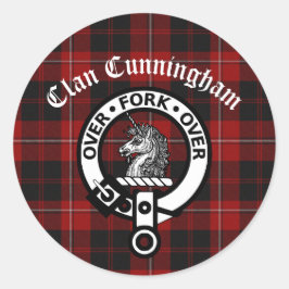 Klan Cunningham Badge & Tartan Runt Klistermärke