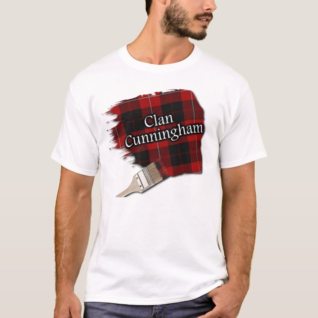Klan Cunningham Scottish Tartan Paint Shirt T Shirt (Framsida)