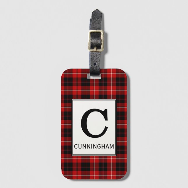 Klan Cunningham Tartan Monogrammed Bagagebricka (Framsida vertikal)