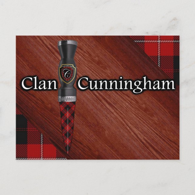 Klan Cunningham Tartan Sgian Dubh Blade Vykort (Framsida)